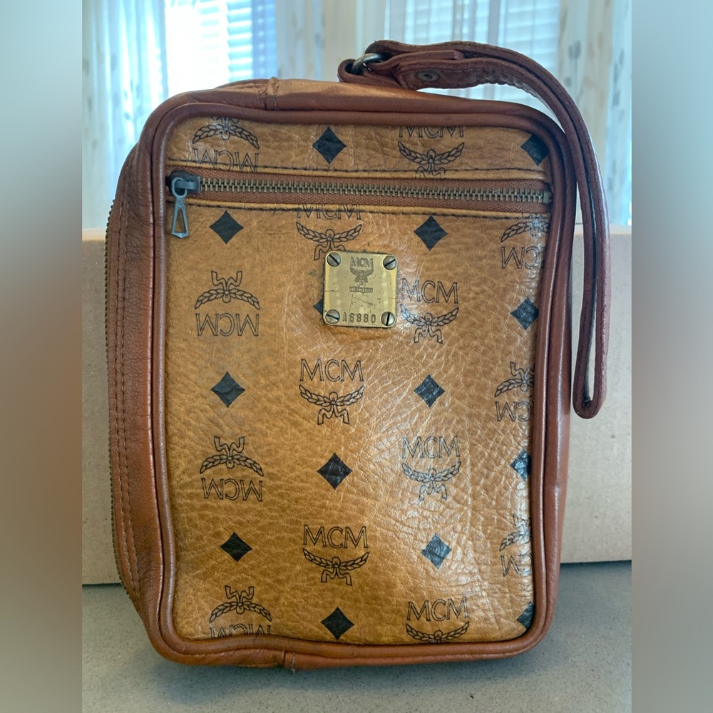 MCM Cognac Leather Wristlet